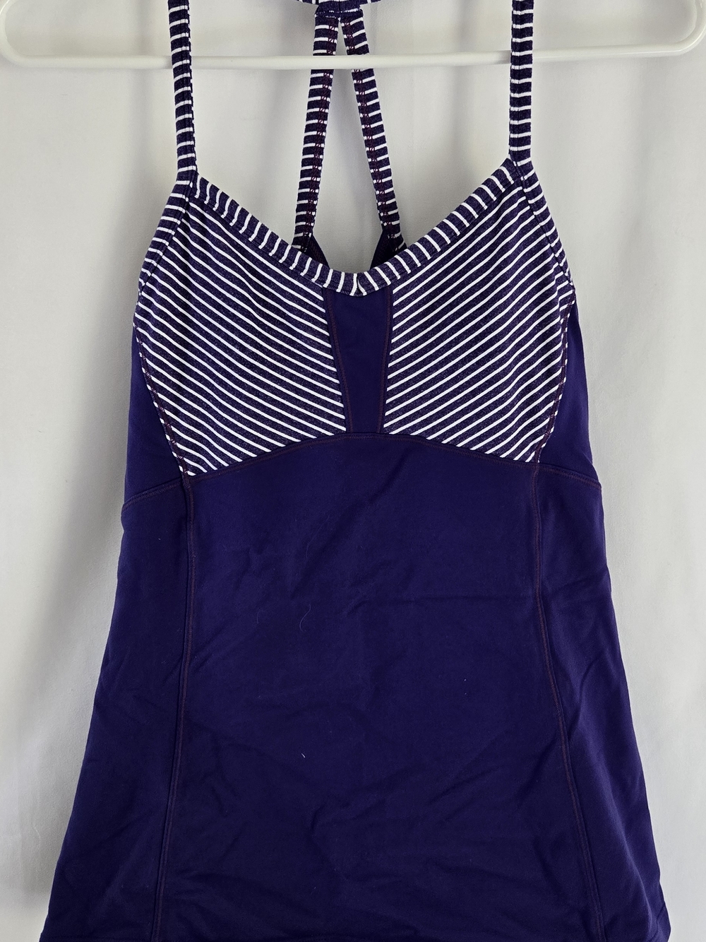 Athleta Purple and White Striped Racerback Tank